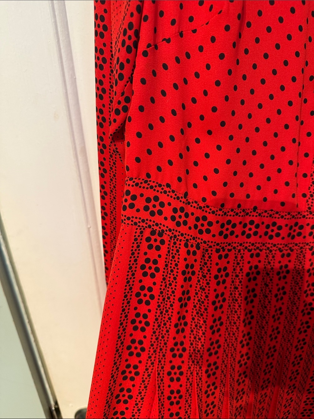 Boden Red Long Sleeve Polka Dot Shirt Dress (8R) - Picture 8 of 10